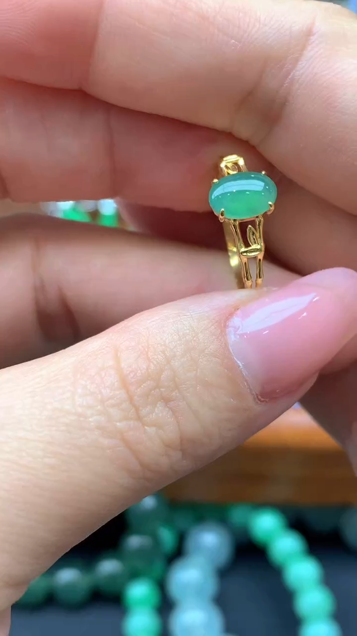 【闪购商品】翡翠戒指18K金镶嵌12-天然翡翠