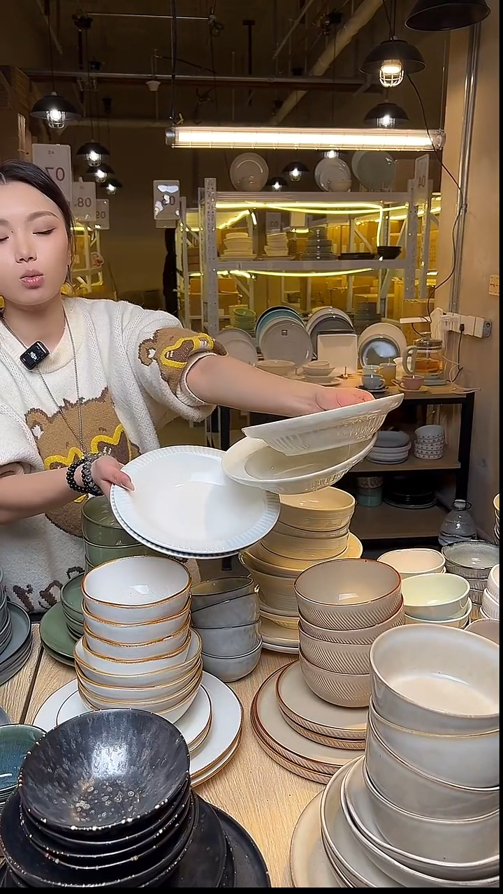 瓷177（四件套）外贸尾货窑变釉下彩默外微瑕