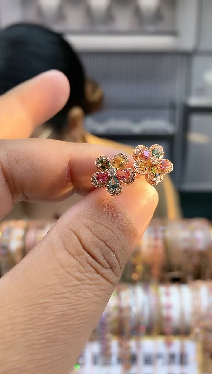 银S925镶嵌耳钉碧玺354354354354