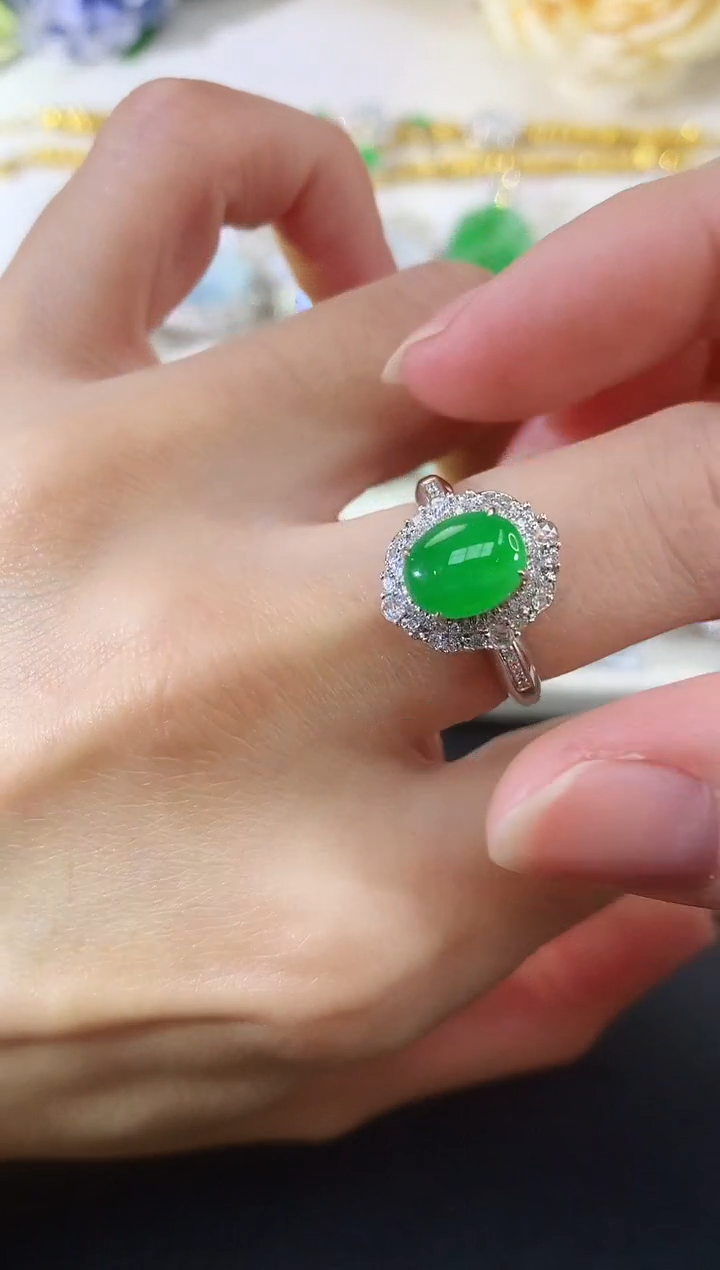 18K金镶嵌戒指翡翠169戒指|17800