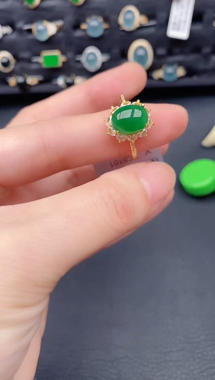 银S925镶嵌戒指翡翠天然a货翡翠462