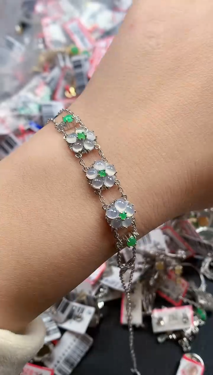 银S925镶嵌戒指翡翠天然A货缅甸翡翠