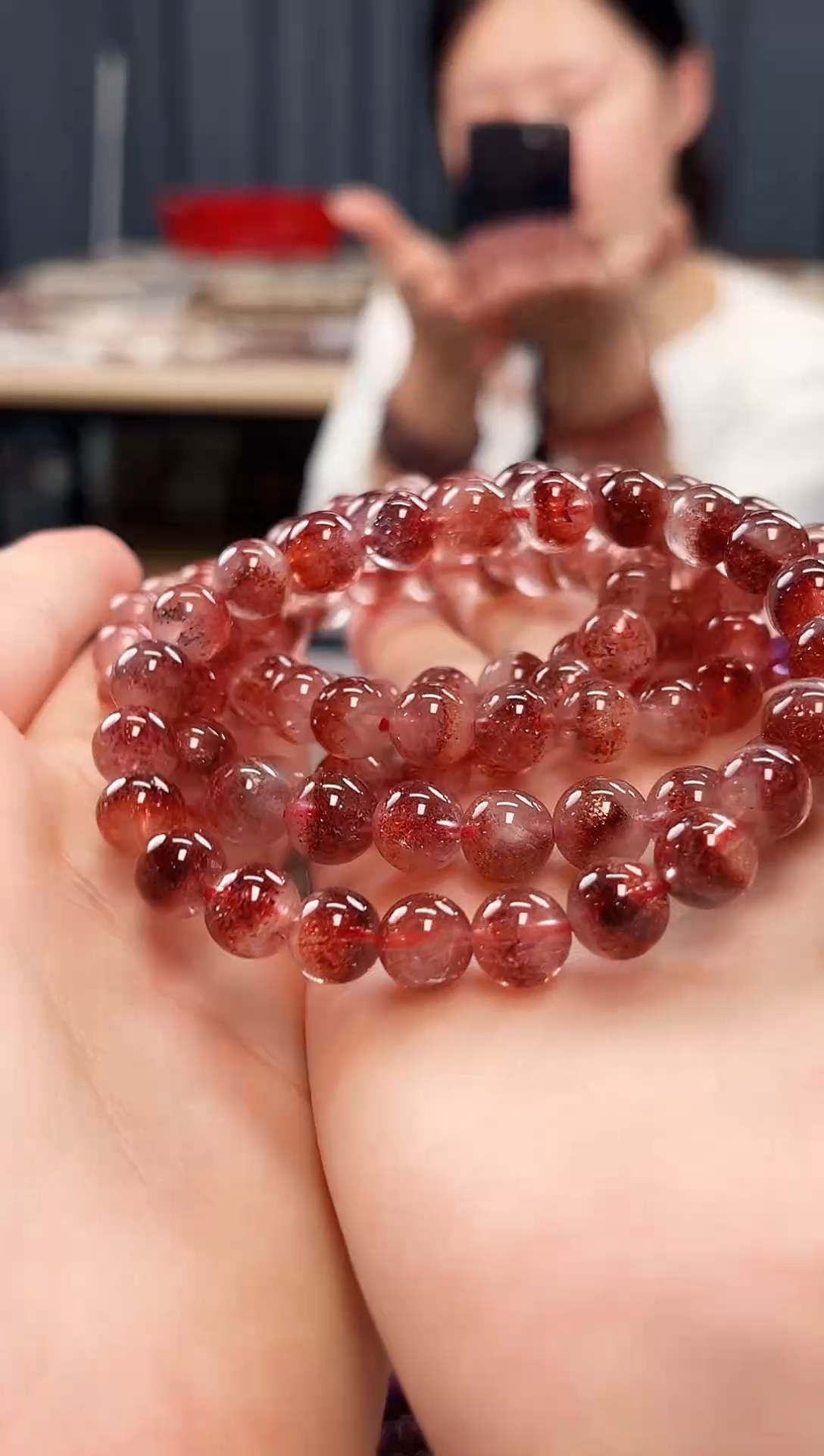 未镶嵌手串水晶金草莓超七单圈手串8mm【多样性发一】
