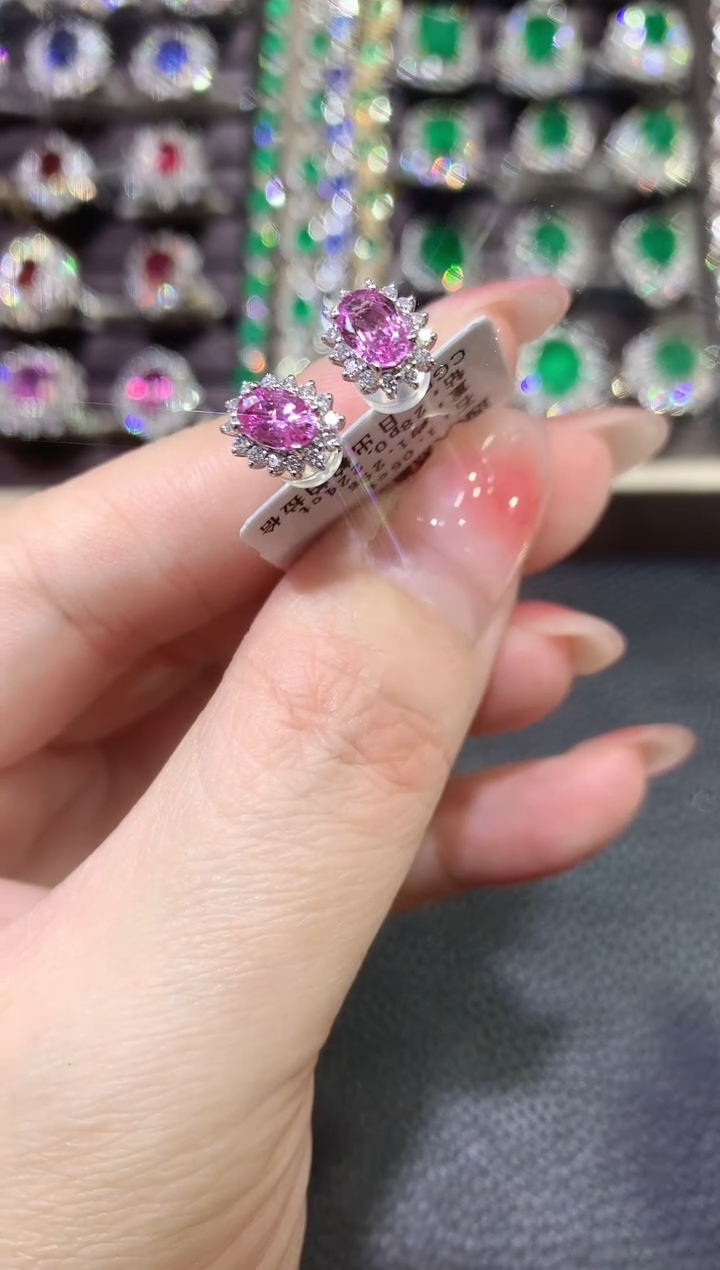 【闪购商品】彩色蓝宝石耳饰18K金镶嵌A10 多样性发货一件