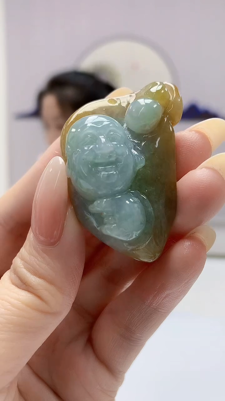 【闪购商品】定制翡翠未镶嵌4902DD-毛货挂件67