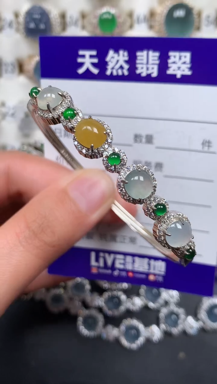 银S925镶嵌手镯翡翠371