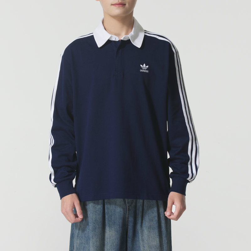 【夏日户外】阿迪达斯三叶草polo衫男新款运动休闲长袖套头衫JY1400