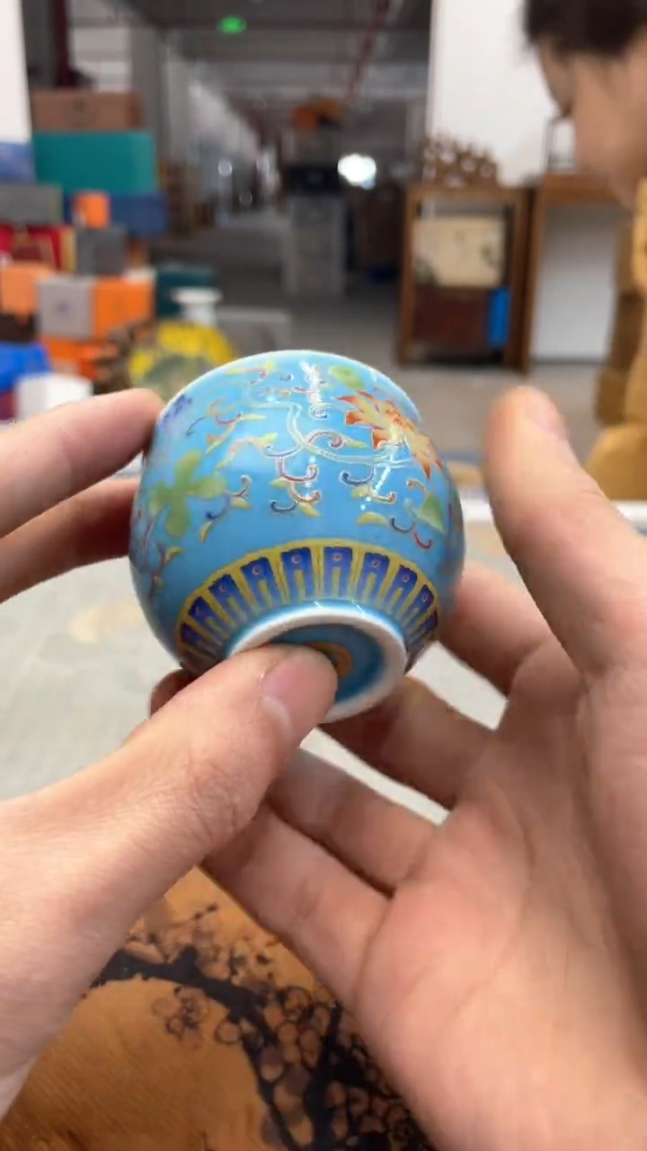 【闪购商品】瓷片@@@@@@@@@@@珐琅彩蓝杯