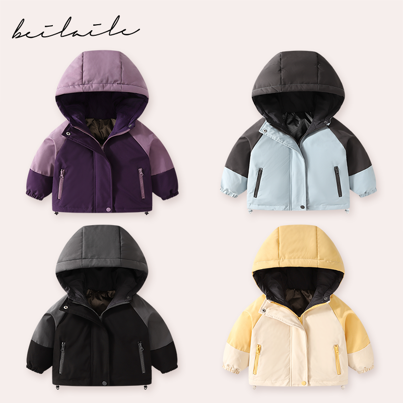 【拼色三防羽绒服  】婴儿童羽绒服男女宝宝羽绒连帽外套L6