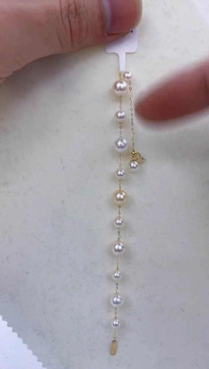 18K金镶嵌手链海水珍珠  