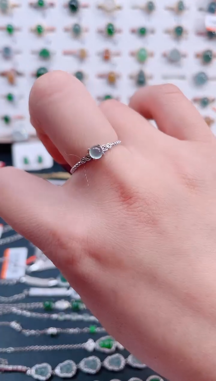 银S925镶嵌戒指翡翠天然翡翠