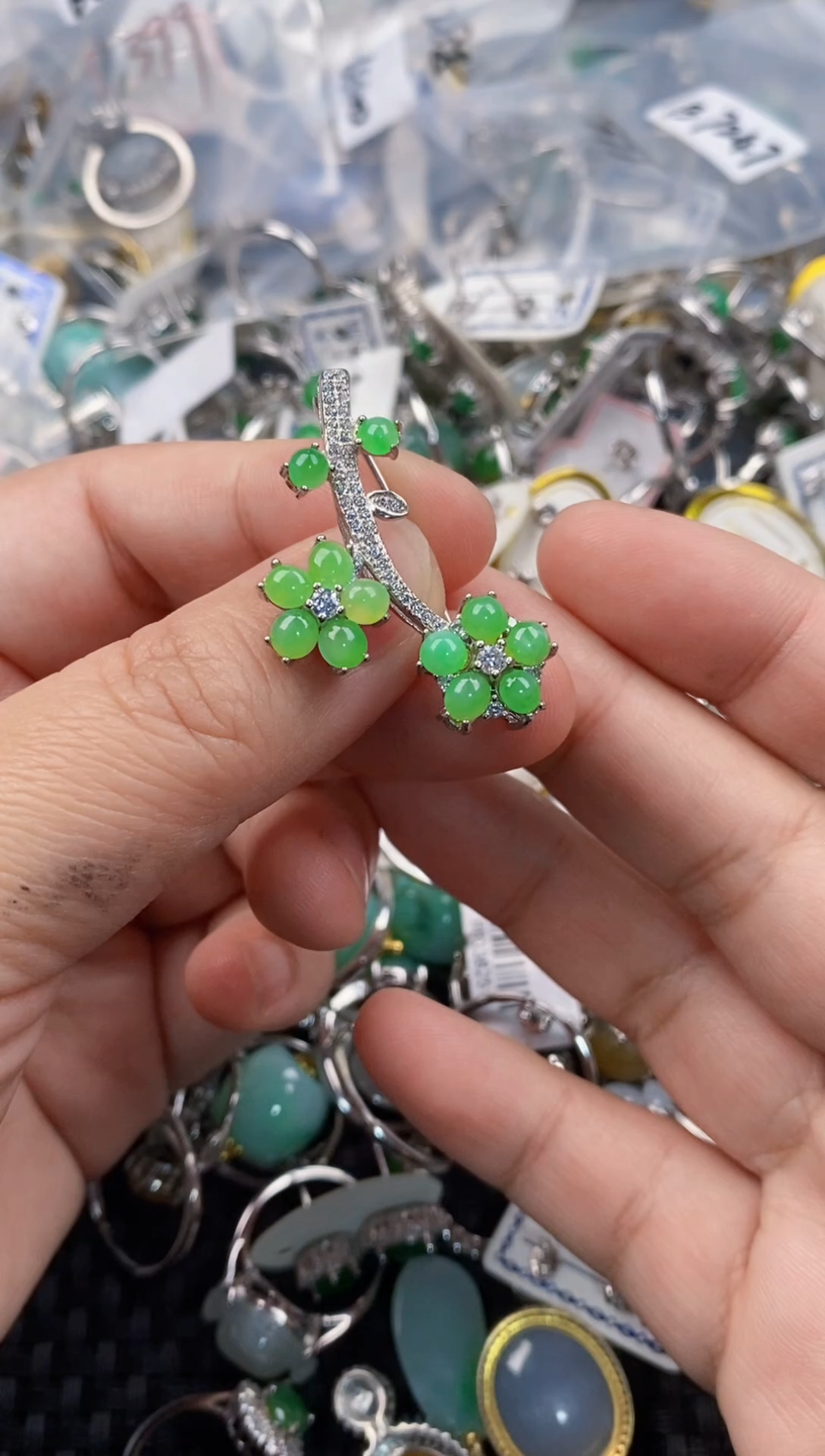 银S925镶嵌戒指翡翠E*a111---2