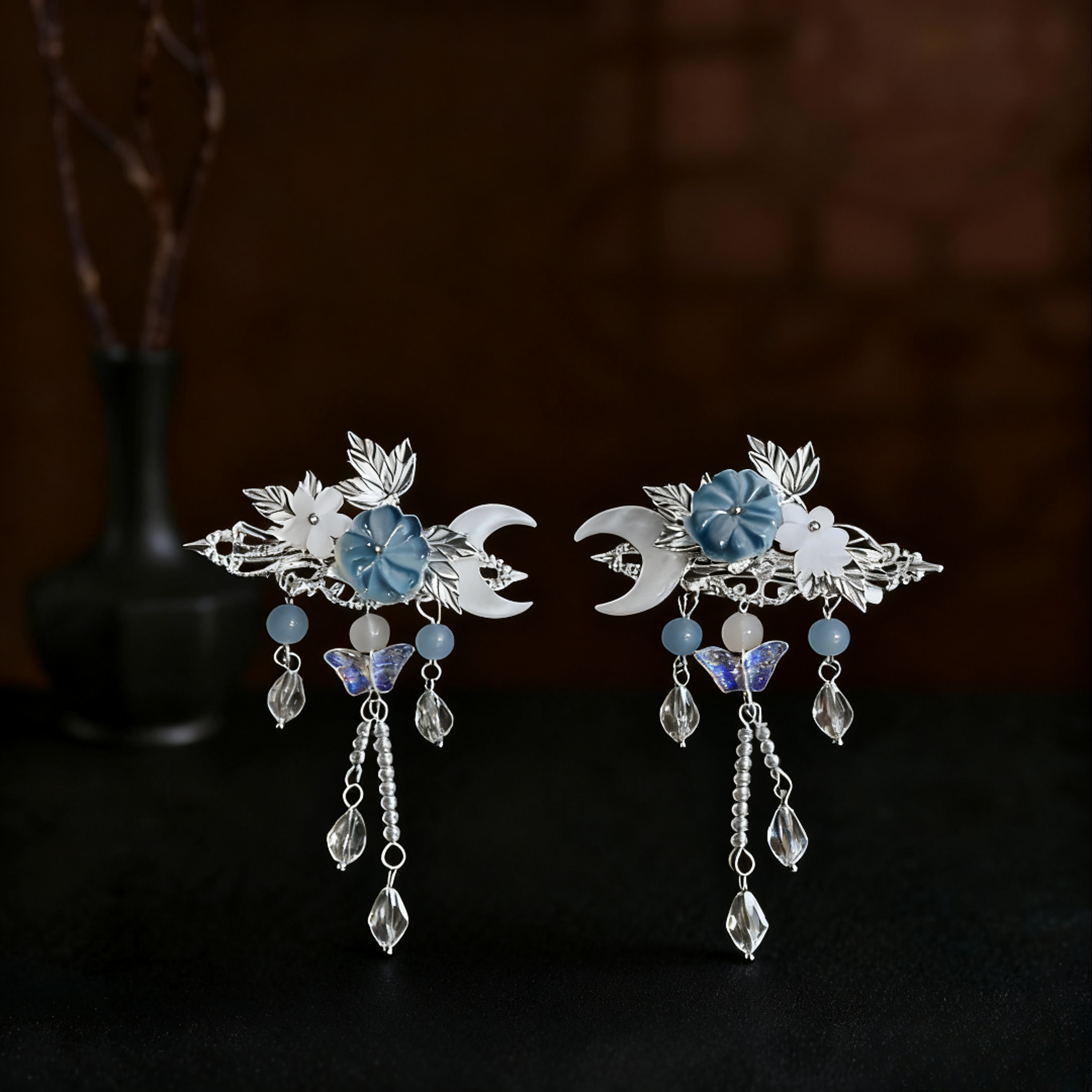 【月影珠蝶】对夹古风高保色古风战国饰品女A237