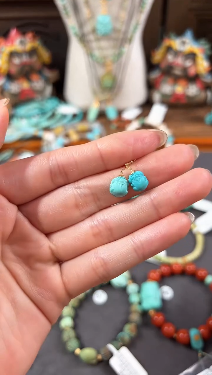 【闪购商品】绿松石提溜18K金镶嵌绿松石提溜