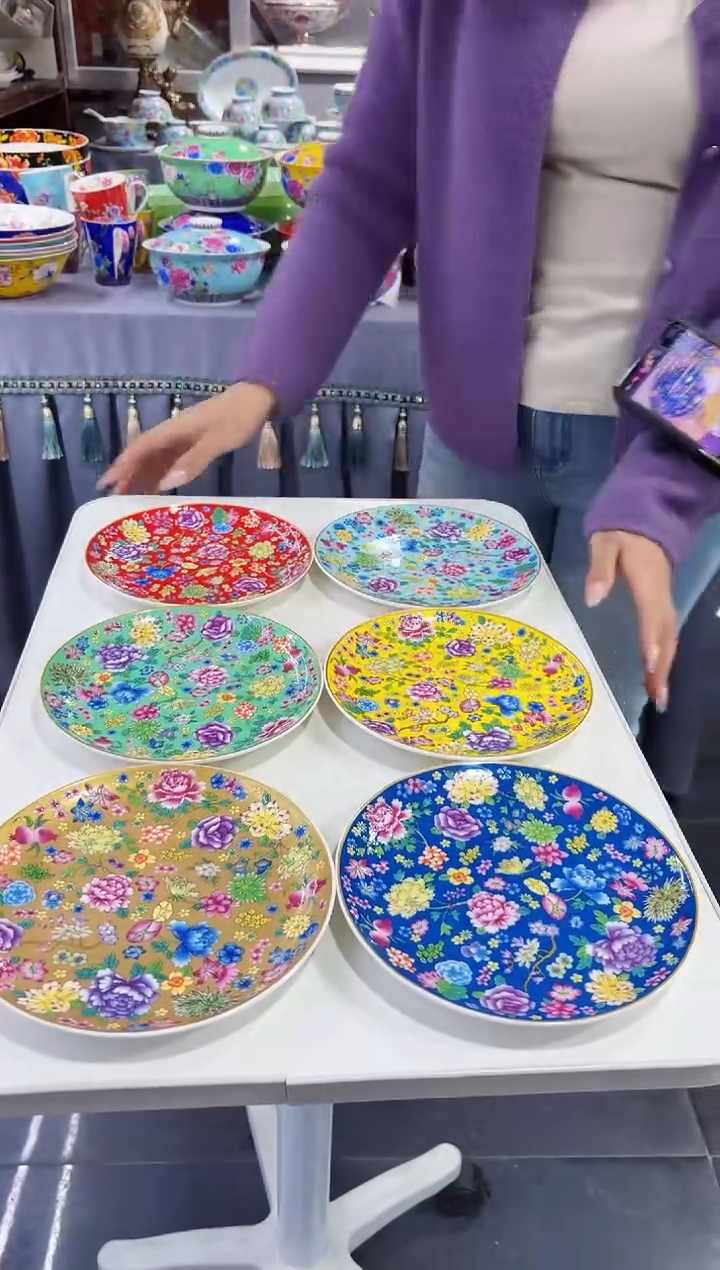 珐琅  7英寸骨碟6个景德镇陶瓷
