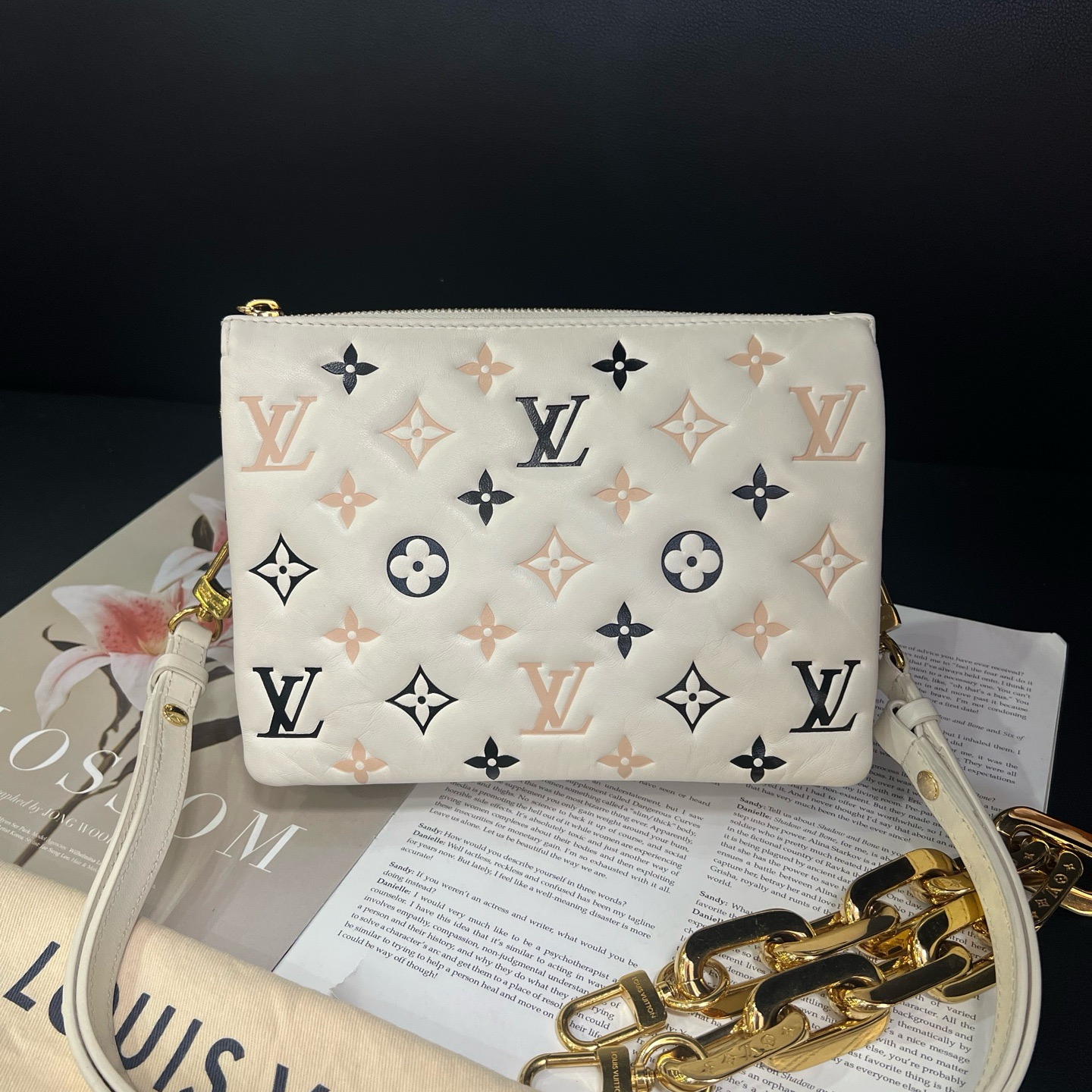 99新 LouisVuitton/路易威登 芯片水彩coussin单肩包C31寄卖服务