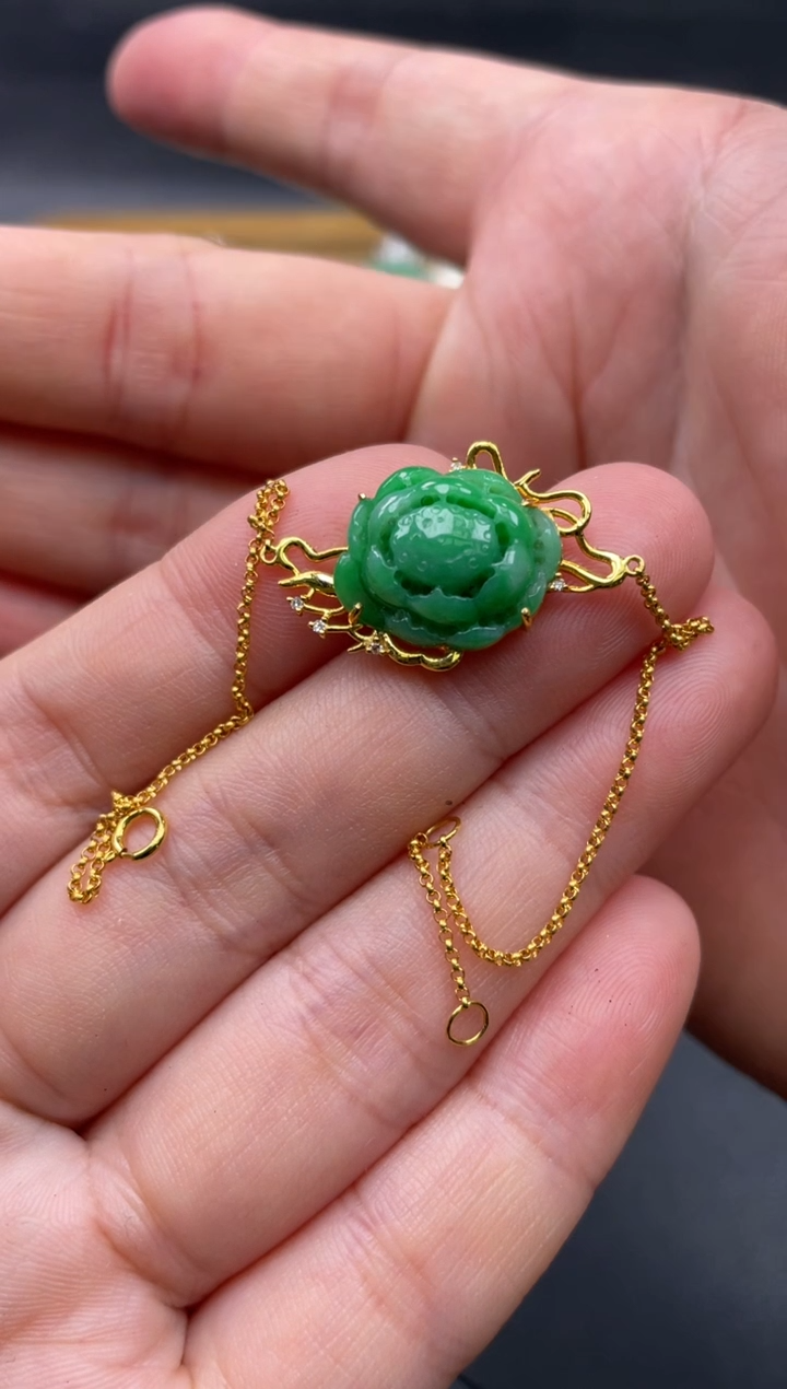 【闪购商品】翡翠手链18K金镶嵌129.........