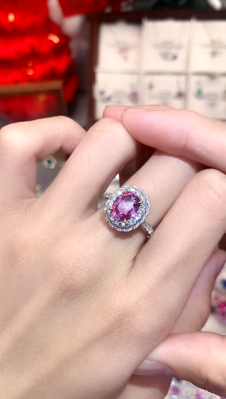 【闪购商品】彩色蓝宝石戒指18K金镶嵌2.15ct/天然宝石/七天无理由