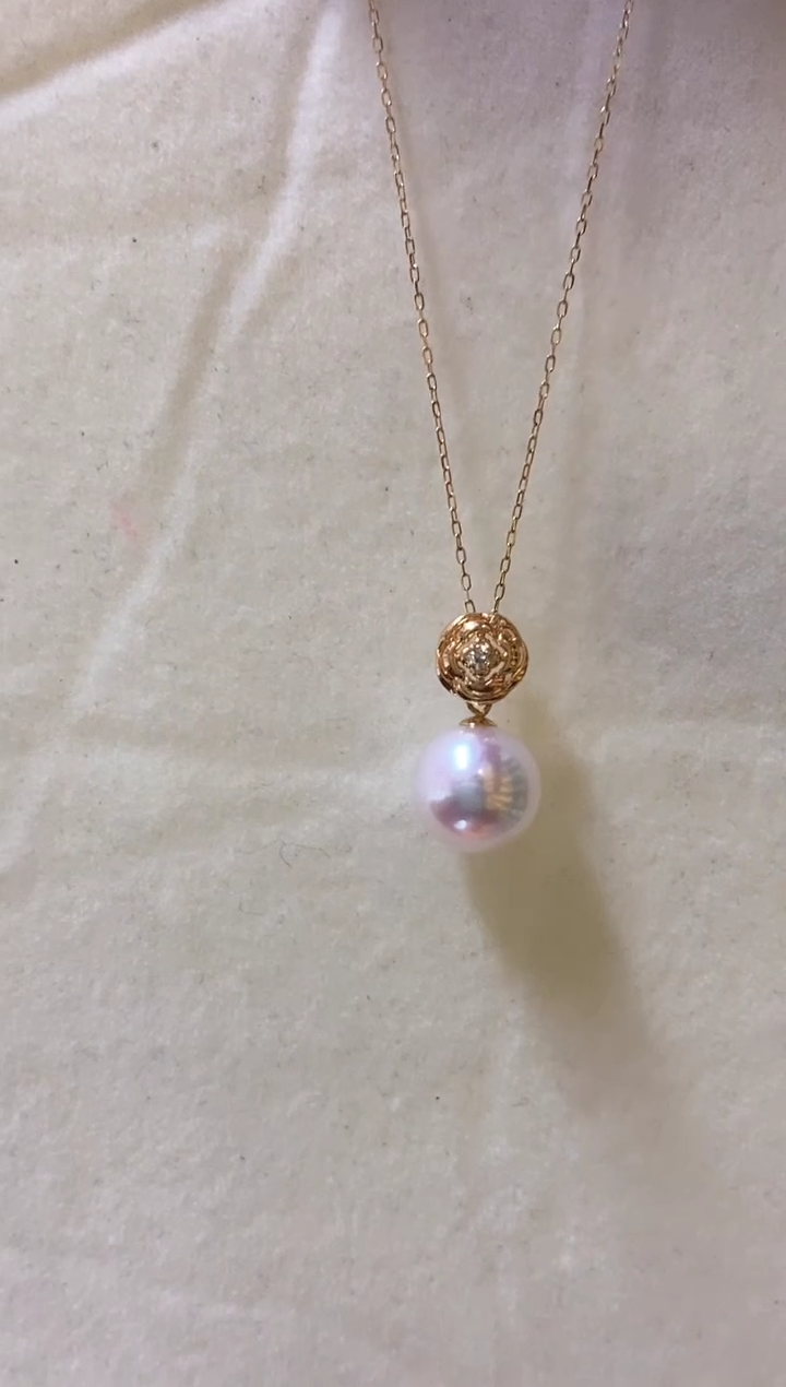 海水珍珠18K金镶嵌吊坠(赠链)akoya吊坠