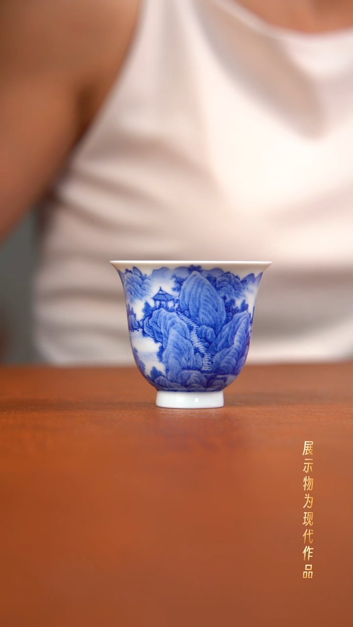 杯子兴怀堂手绘柴窑山水