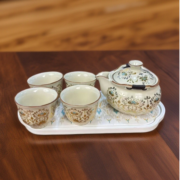 明珠龙蛋手抓宝瓶壶带四杯+茶盘家用旅行茶具（家用款并无包）