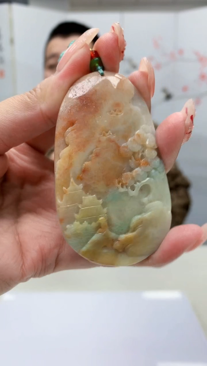 【闪购商品】定制翡翠未镶嵌4812MM-毛货挂件159