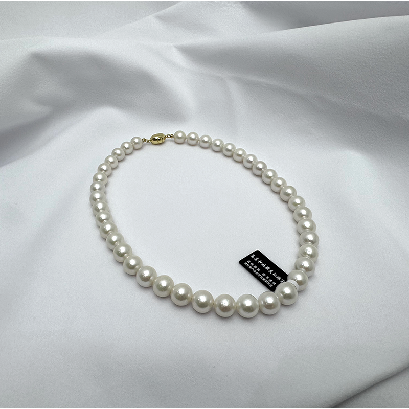 【孤品】淡水珍珠项链 赛澳白≈8-10mm  近正圆 极光 百搭送礼必备