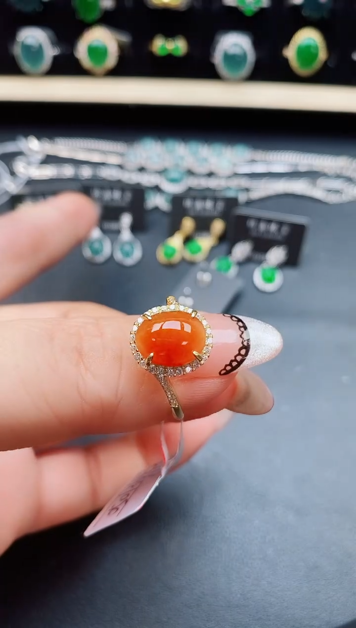 翡翠戒指银S925镶嵌5805