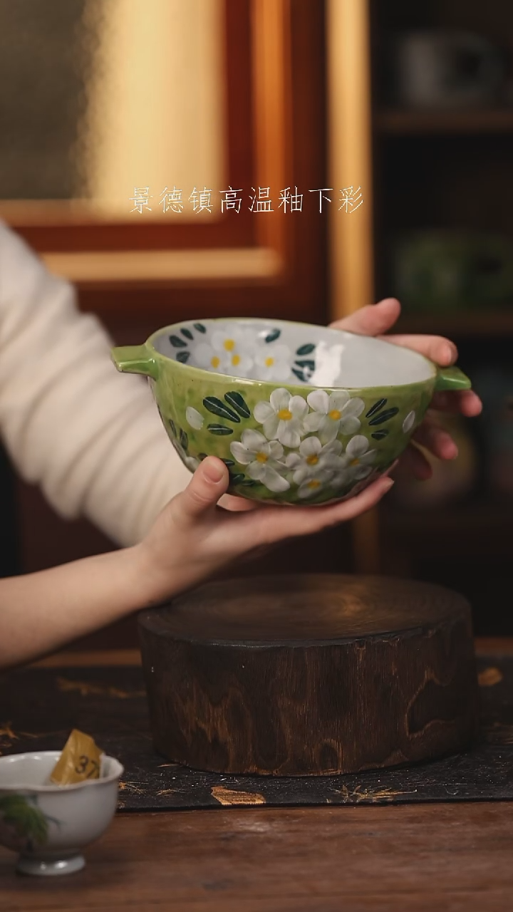 陶瓷景德镇高温釉下手绘陶瓷@L300@