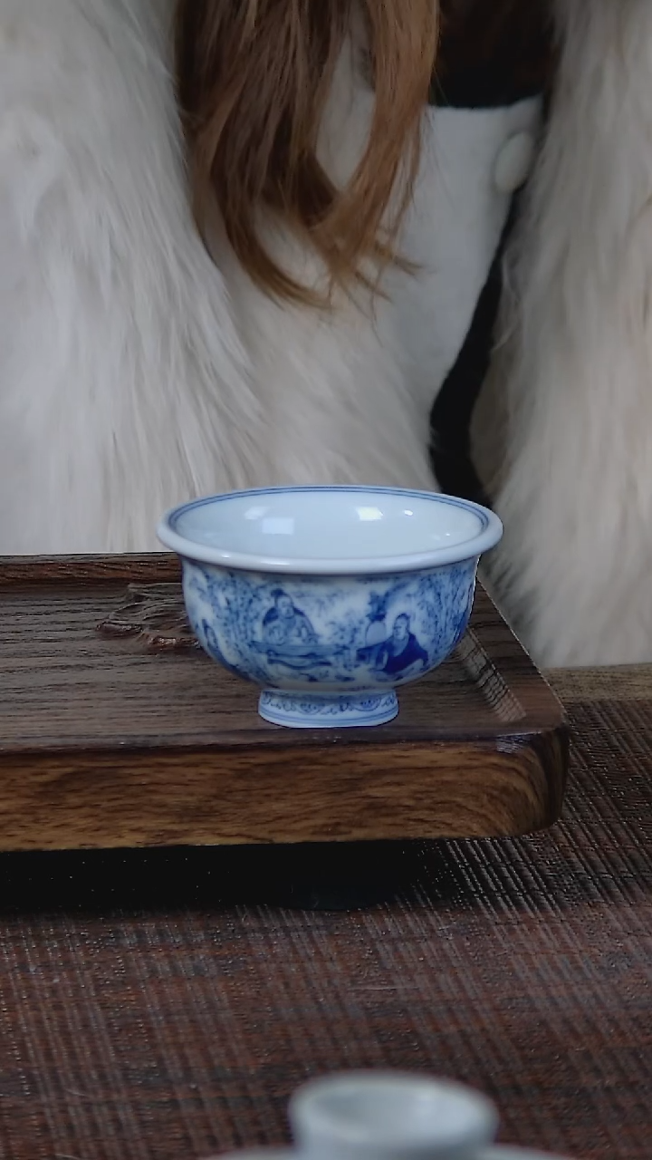 【闪购商品】折葵非器手工手绘竹林七贤小压手杯