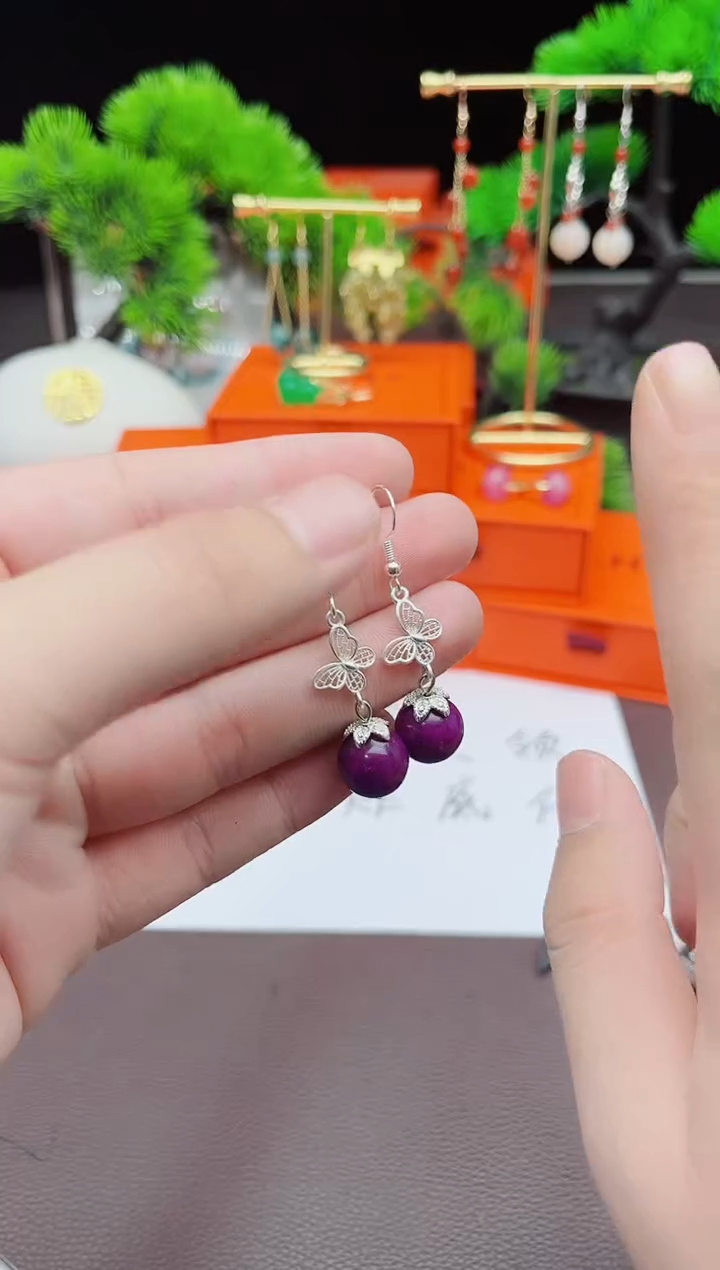 【闪购商品】玛瑙/玉髓耳钉银S925镶嵌414000