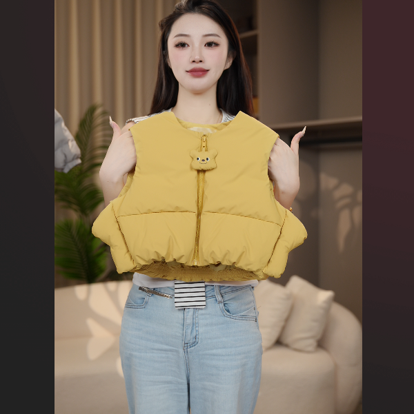 儿童白鸭绒羽绒服冬季新款小童卡通可爱小熊黄色保暖羽绒马甲