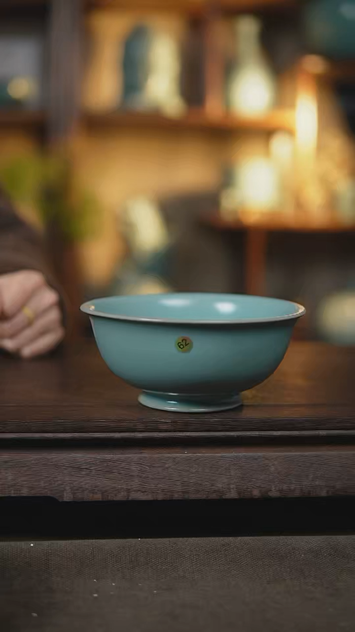 【闪购商品】杯仿古天青纯手故宫碗瑕