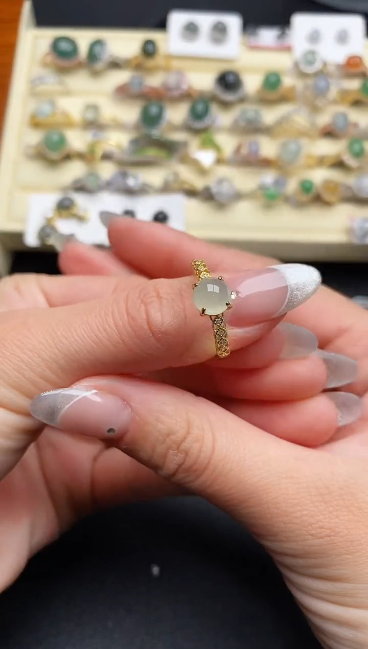 【闪购商品】翡翠戒指银S925镶嵌777777777+5