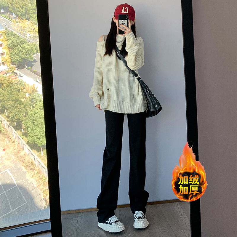 窄版堆堆裤高腰宽松直筒垂感显瘦显高百搭牛仔裤