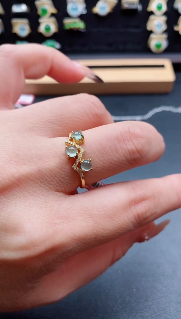 银S925镶嵌戒指翡翠1