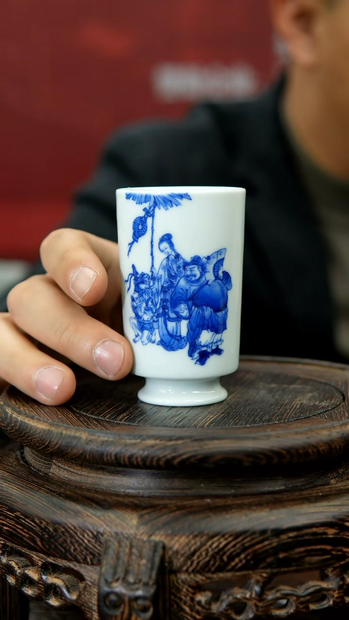 【闪购商品】016函夏非遗朱剑辉青花钟馗加眉主人杯