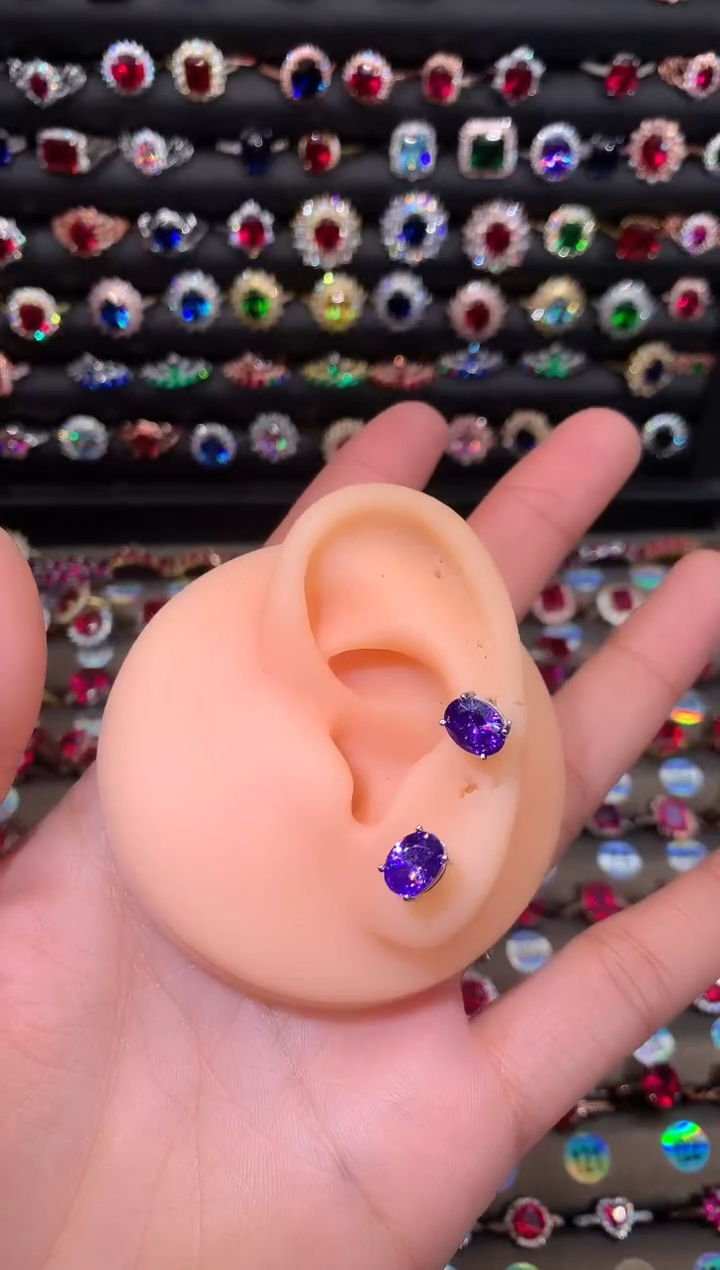 【闪购商品】紫晶耳饰银S925镶嵌68高温优化/合成处理