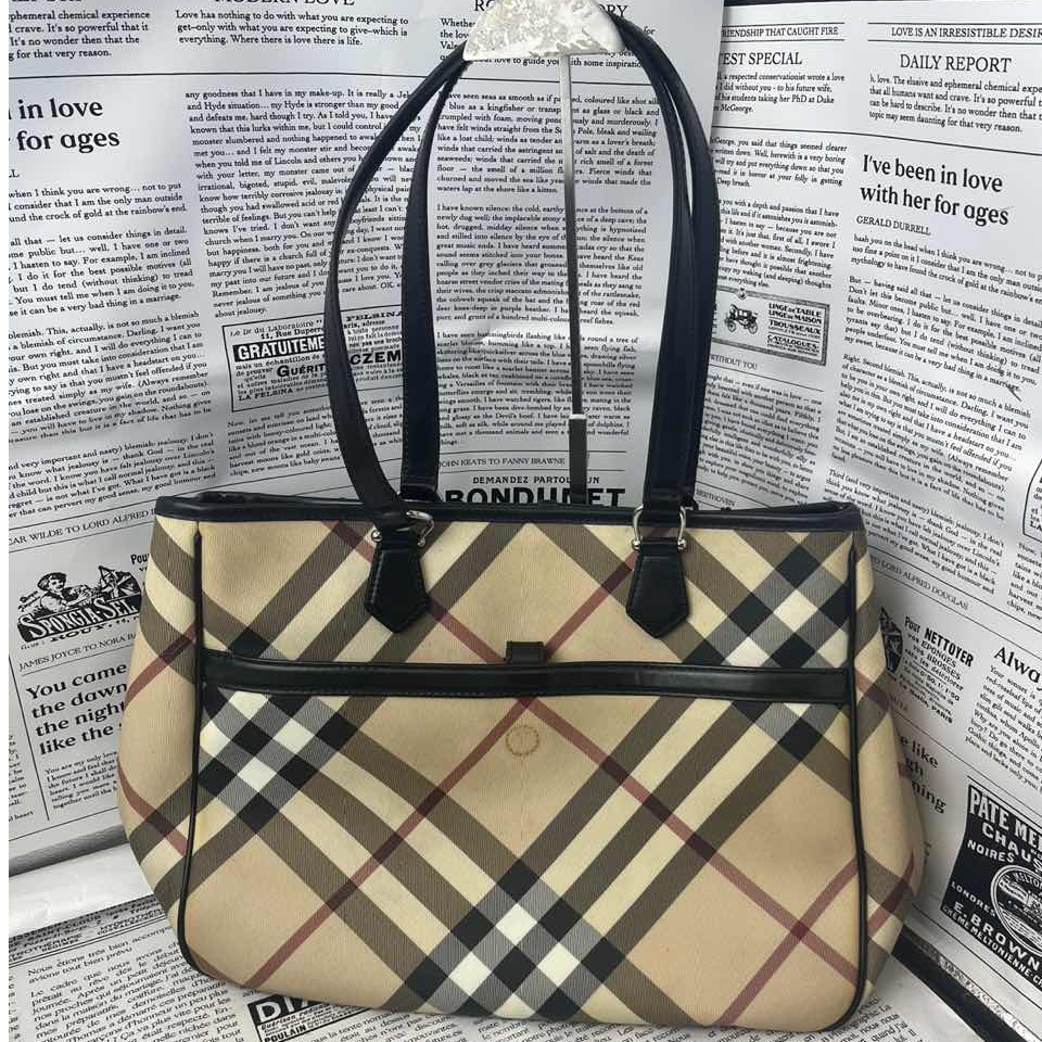90新 BURBERRY/博柏利 格纹托特/YW07508010/8010