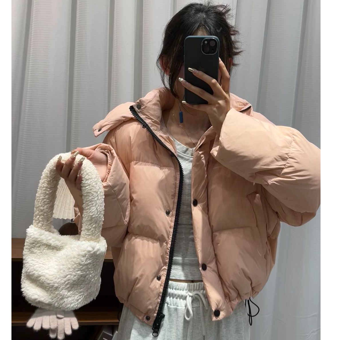 Q809精品羽绒服白鸭绒时尚百搭休闲连帽可拆卸保暖外套羽绒服