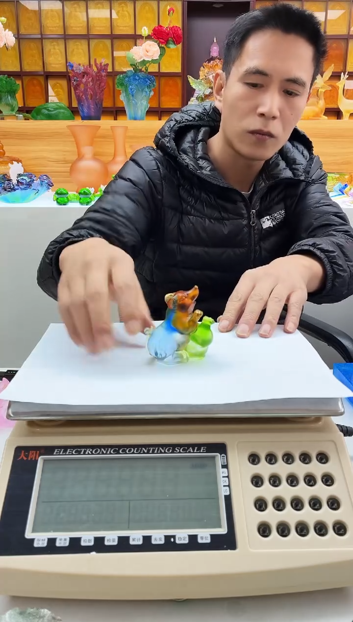 手工艺品琉璃彩色生肖老老鼠摆件7公分