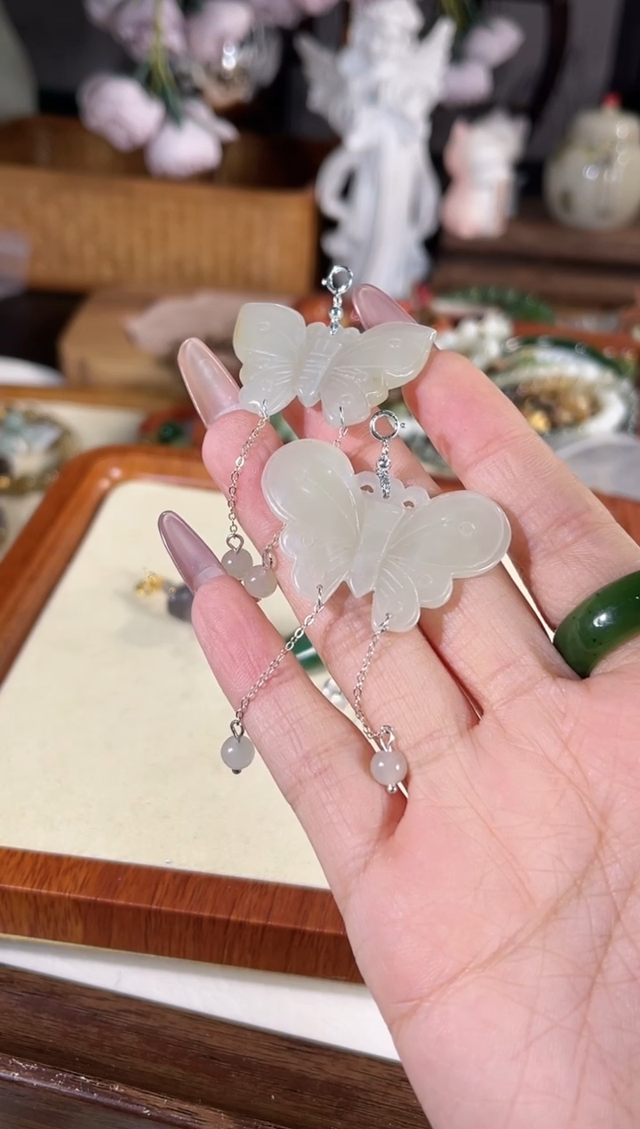 吊坠(不含链)银S925镶嵌和田玉多样性发其一孤品默认微瑕