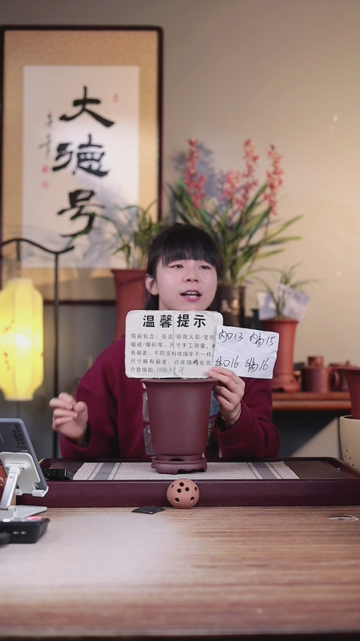 【闪购商品】紫砂花盆瑕疵龙血砂新款小金钟一只带瑕疵托盘
