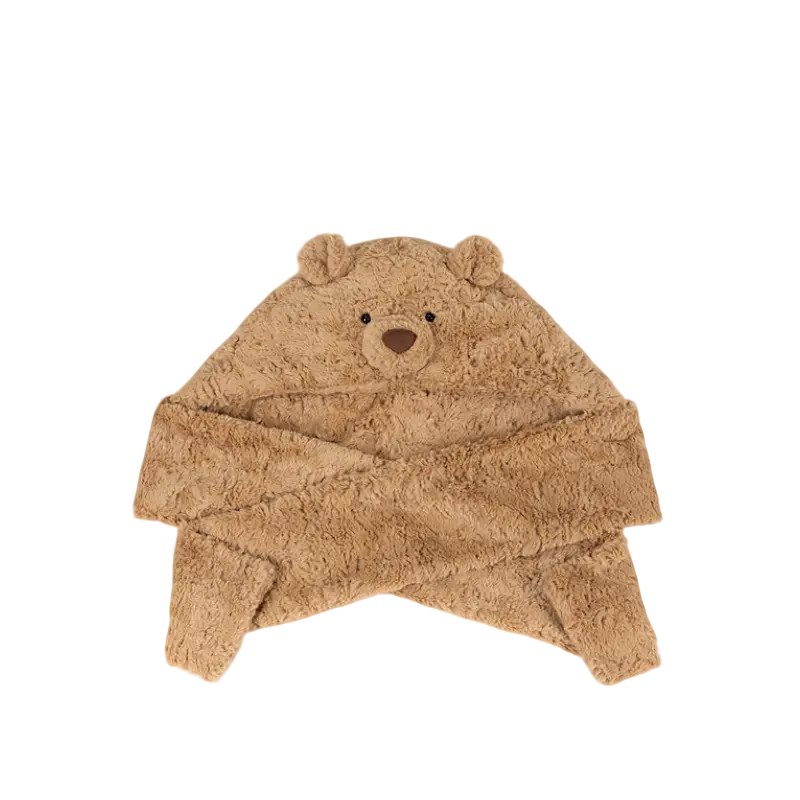 巴塞罗熊连帽围巾一体毛绒帽子围脖圣诞生日礼物2025新品