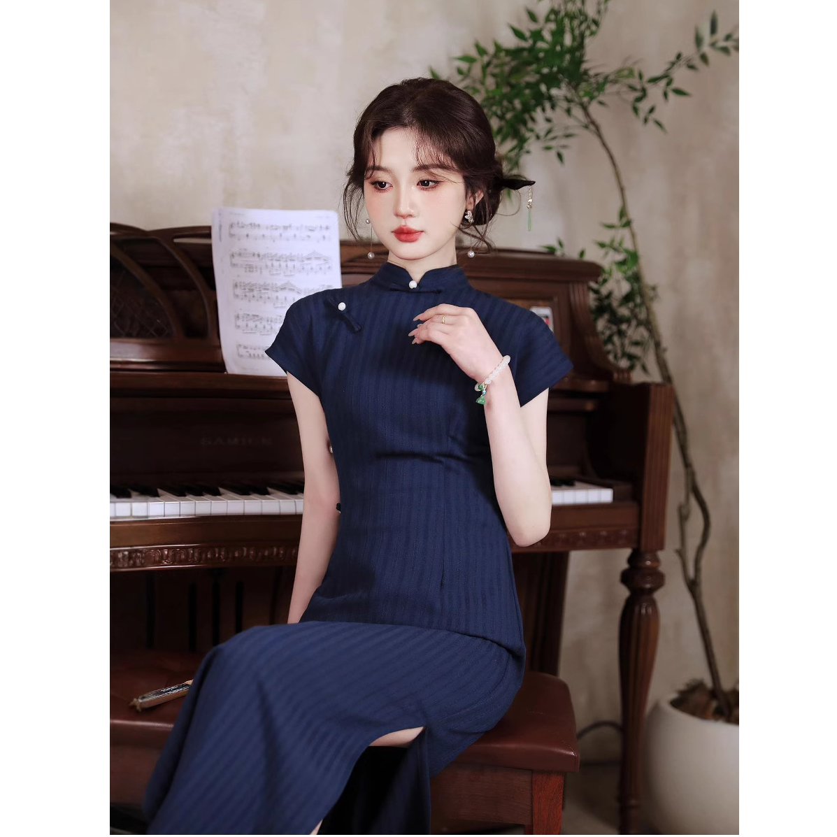 新中式改良旗袍夏季新款复古连袖年轻少女气质民国优雅日常显瘦