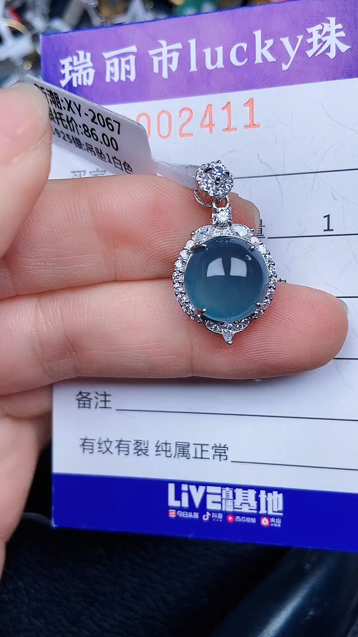 颈饰银S925镶嵌翡翠2411