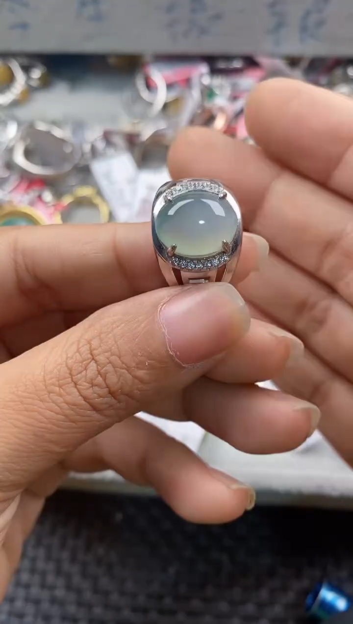银S925镶嵌戒指翡翠777----3