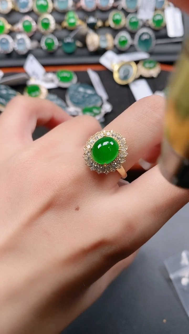 银S925镶嵌戒指翡翠1