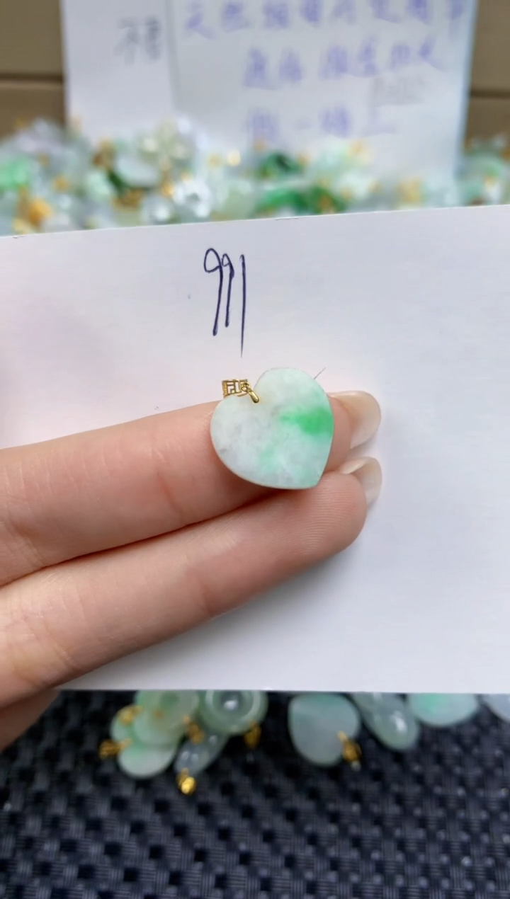 【闪购商品】翡翠颈饰18K金镶嵌天然缅甸A货翡翠