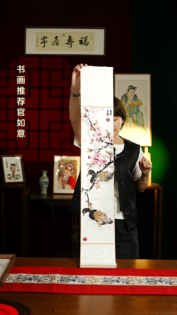 【闪购商品】书法绘画卷轴17*110春江鸳鸯